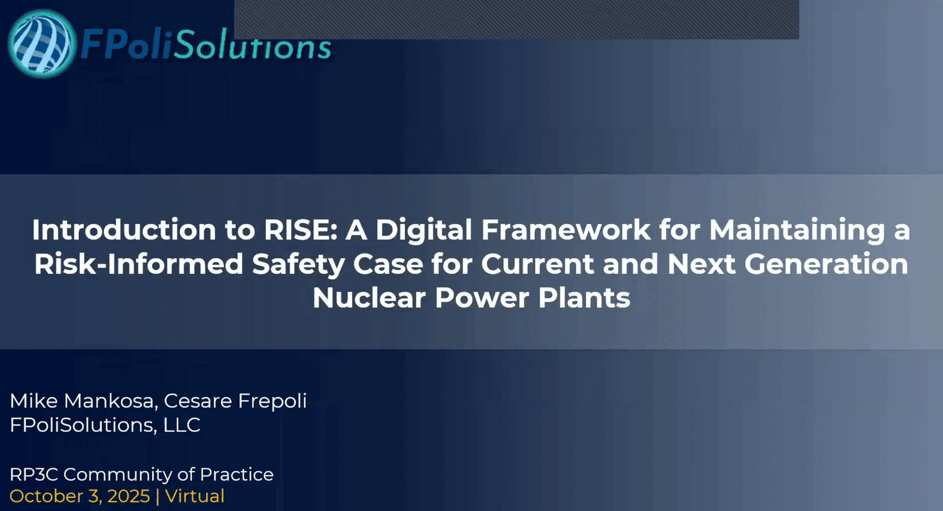 FPoliSolutions demonstrates RISE, an RIPB systems engineering tool