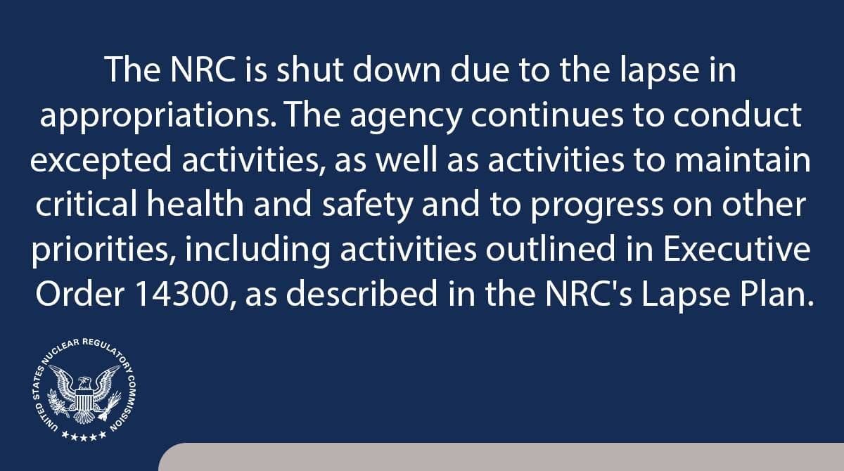 DOE, NRC prepare for government shutdown