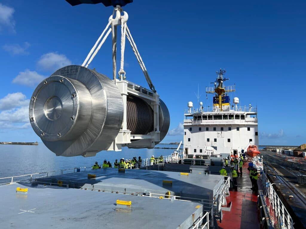 Ship modified for transport of used MOX fuel