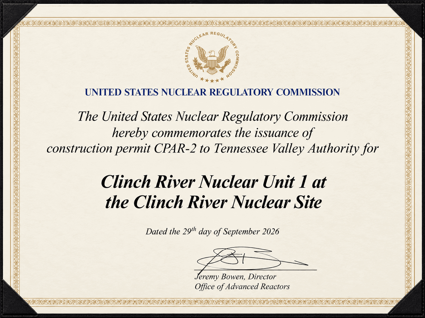 TVA receives construction permit for Clinch River